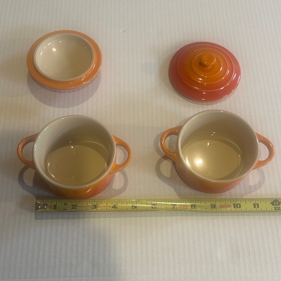 NWOT Le Creuset light and darker Orange Mini Cocotte Set of 2 great for baking - Picture 5 of 7